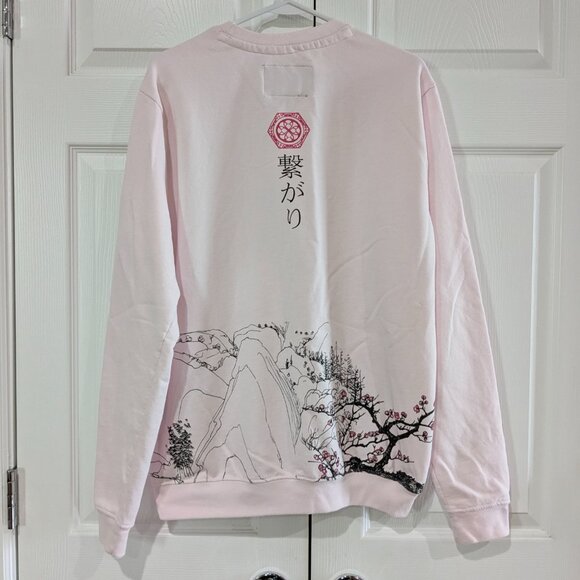 Blind Rooster Women's Pink Japanese Cherry Blossom Sweatshirt, Large, Tsunagari - Picture 8 of 16